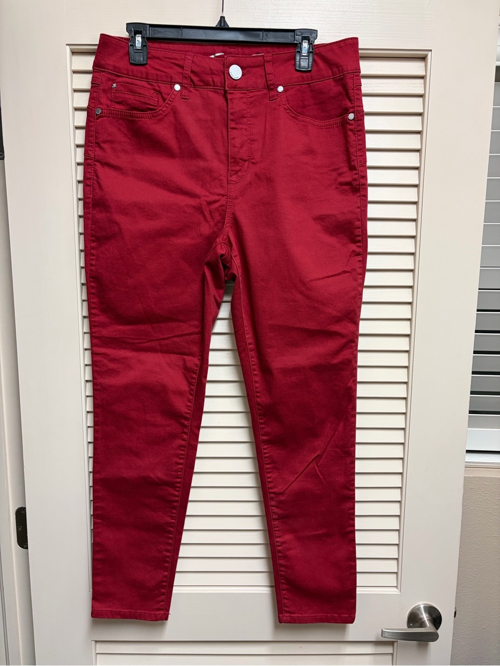 Seven7 Women Red Skinny Jeans Size 10 Stretch Mid Rise Ankle Jegging Denim Pants